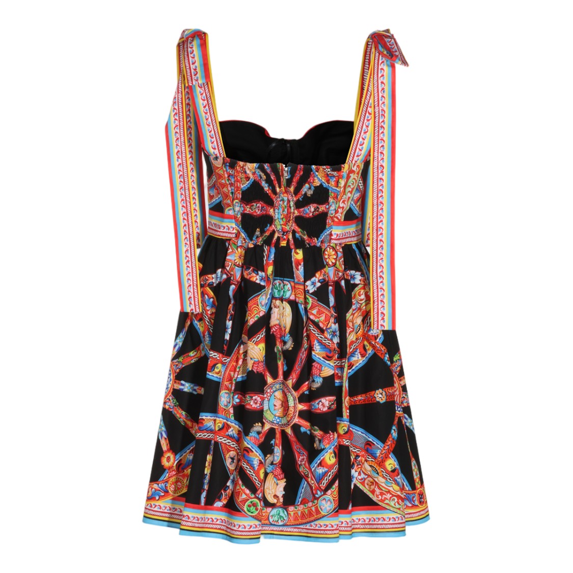 Dolce & Gabbana Fitted Bodice Mini Dress With Baroque-Inspired Print