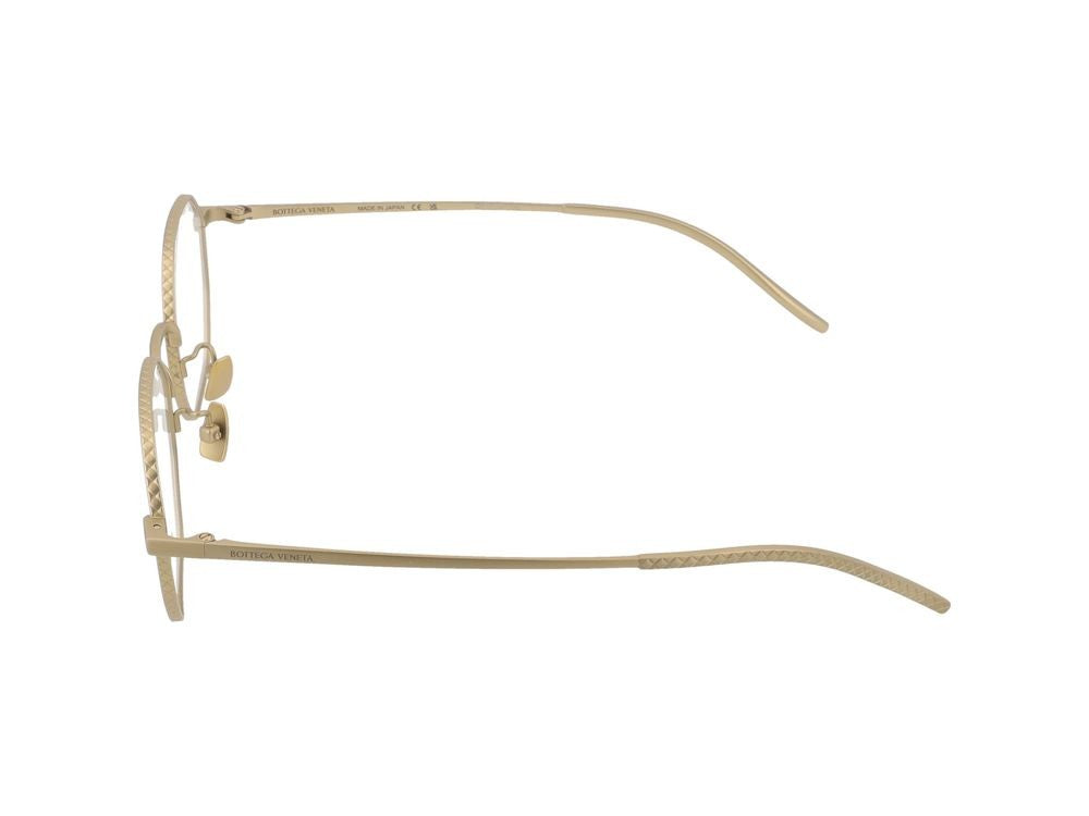 Bottega Veneta Bronze Geometric Textured Detail Titanium Eyeglasses