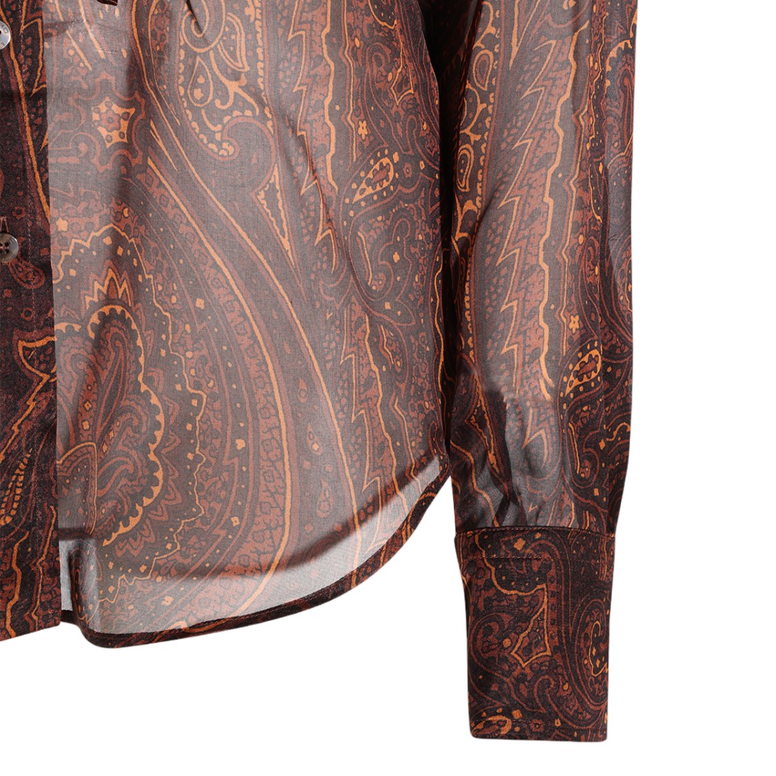 Etro Sheer Paisley Ruffled Placket Blouse