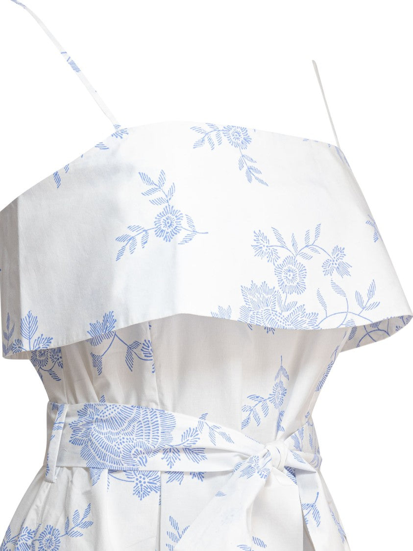 Tallulah Pleated Light Blue Floral Midi Dress