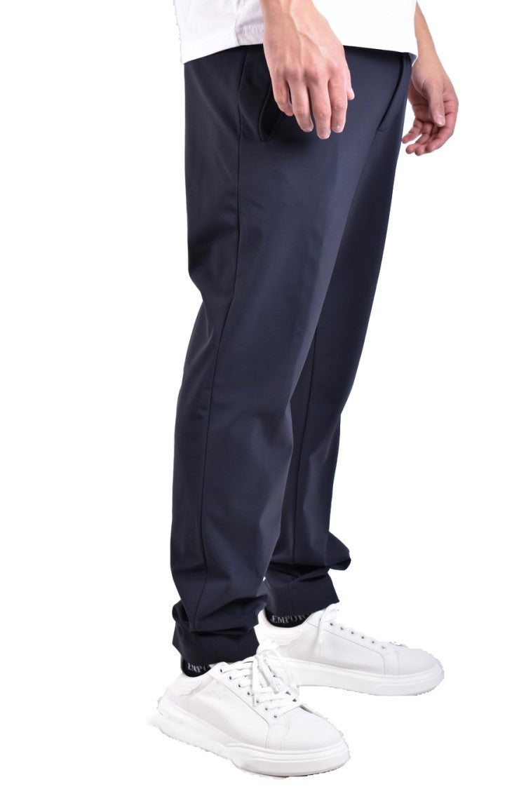 Rrd Blue Cotton-Blend Formal Pants