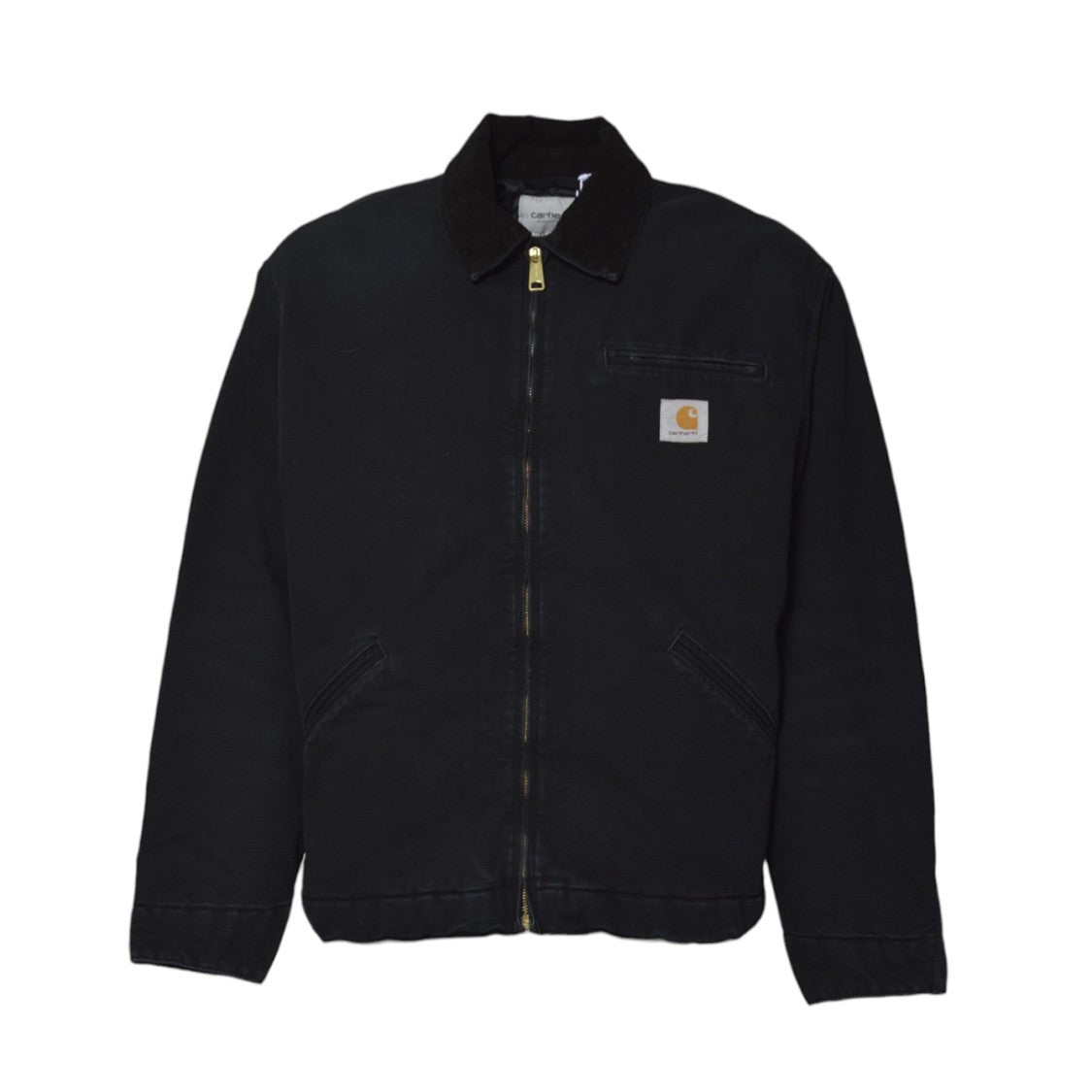 Carhartt Wip Classic Black Jacket With Gold-Tone Zipper And Adjustable Details