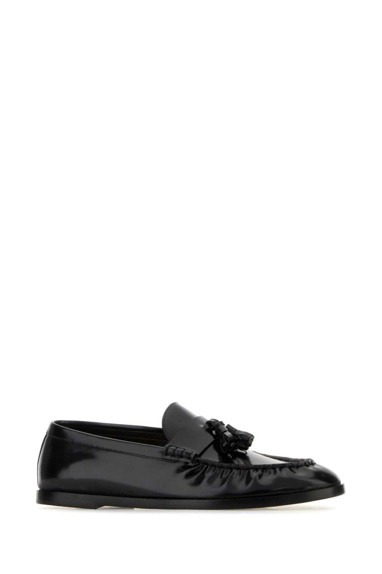 The Row Black Leather Loafers