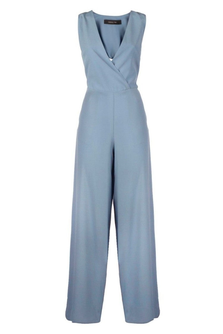 Federica Tosi Cerulean Jumpsuit With V-Neckline