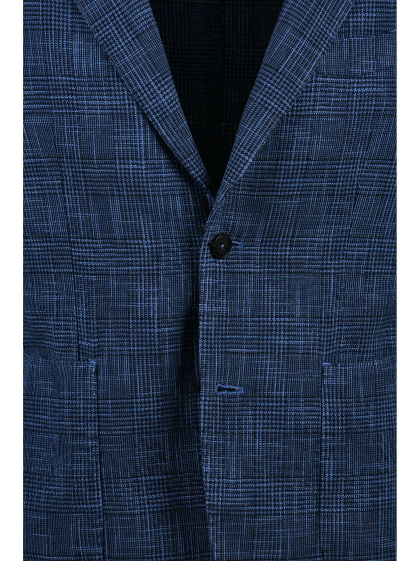 L.B.M. 1911 Blue Cotton Silk Rounded Blazer