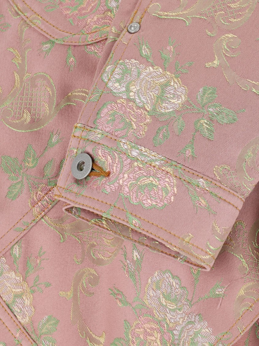 Junya Watanabe Pink Floral Jacquard Damask Cropped Jacket