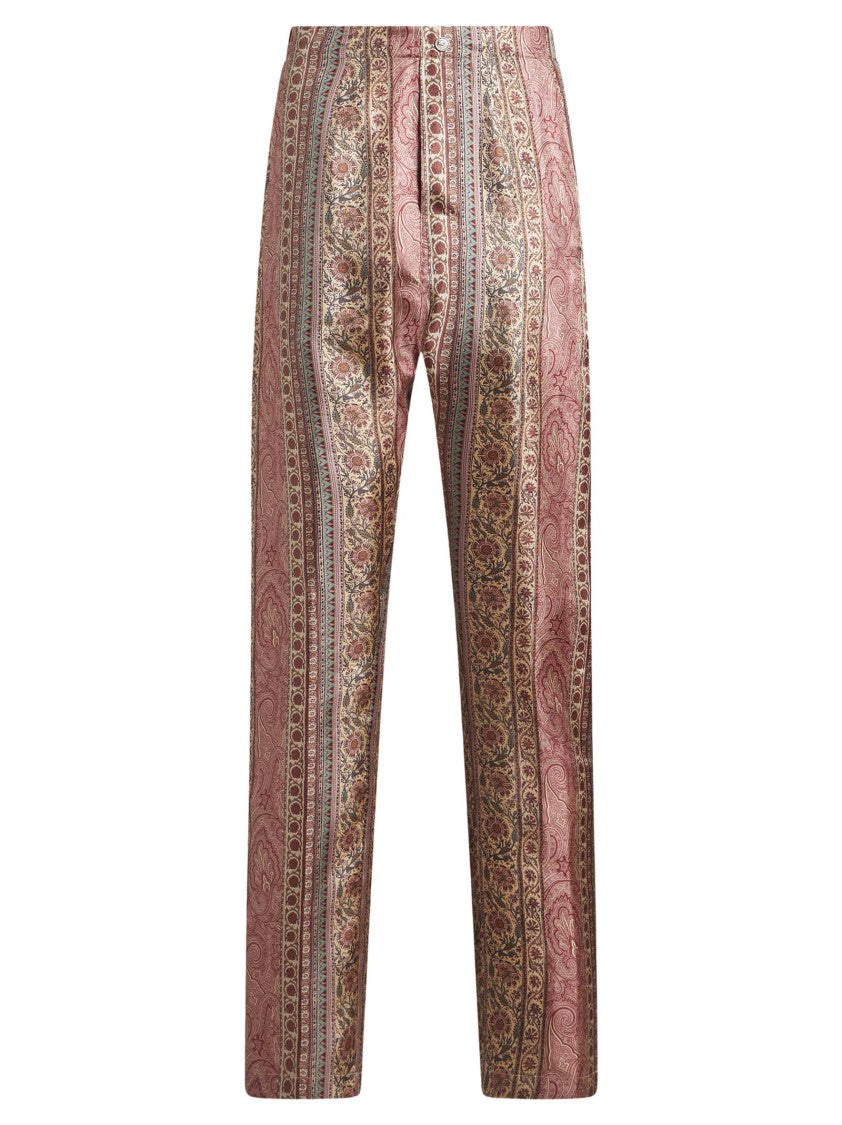 Etro Tailored Wide-Leg Silk Trousers