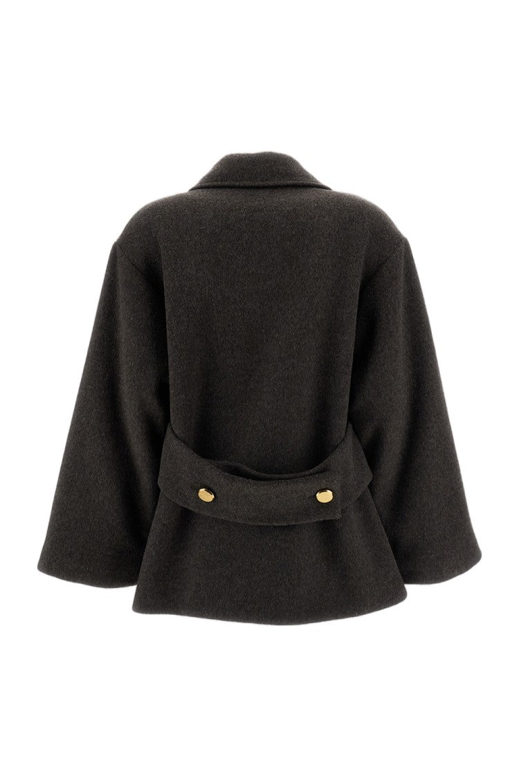 Parosh Brown Double-Breasted Wool Peacoat