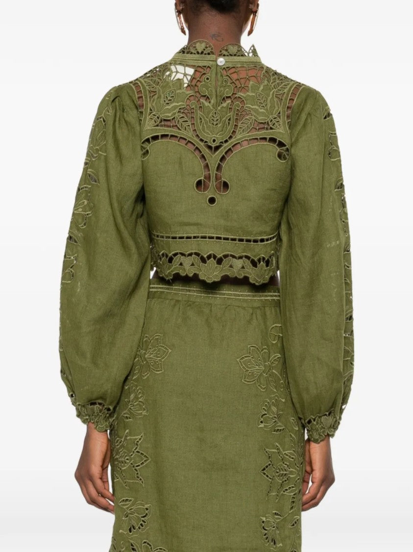 Farm Rio Green Majestic Garden Linen Shirt
