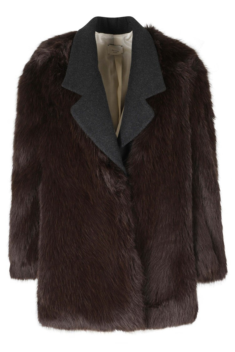Alysi Choco Super Fur Short Synthetic Fur Coat