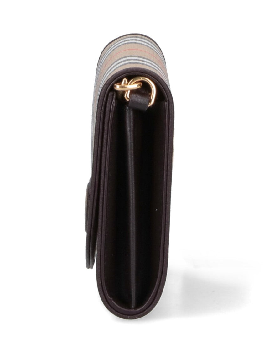 Burberry Highlands Chain Wallet With Check Motif – Beige