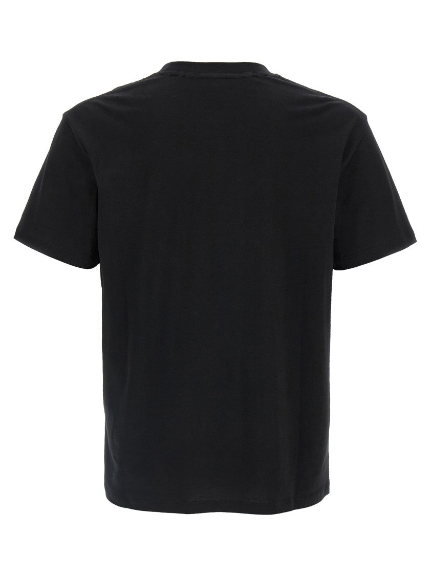 Valentino Garavani Black Cotton T-Shirt With Front Vlogo Patch