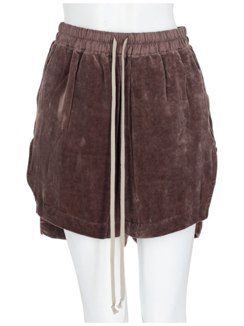 Rick Owens Velvet-Textured Brown Viscose-Blend Shorts