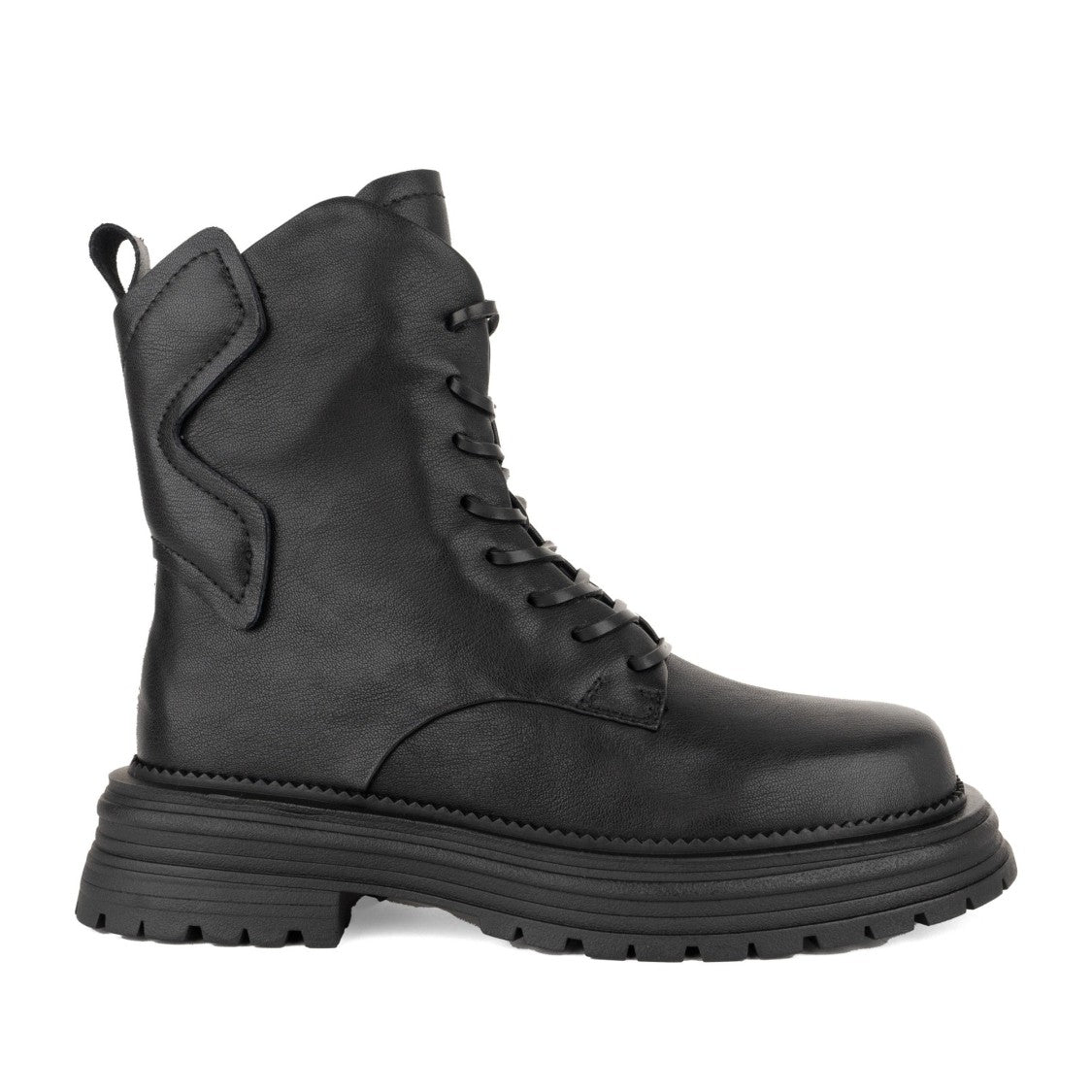 Linda Baumann Black Minimalist Rugged Sole Leather Ankle Boots