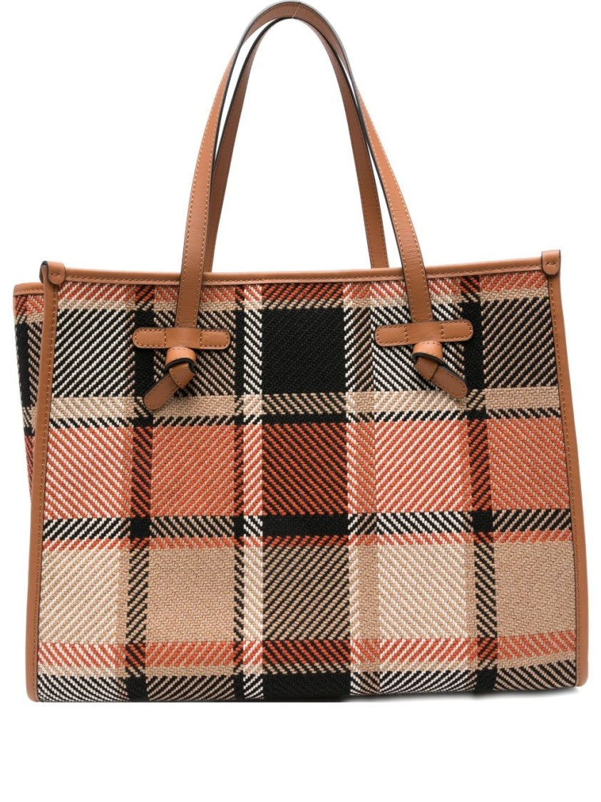 Gianni Chiarini Plaid Shopper Bag With Leather Trim