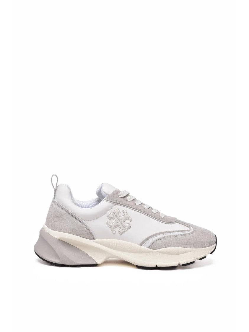 Tory Burch White Grey Leather Other Fibers Sneakers