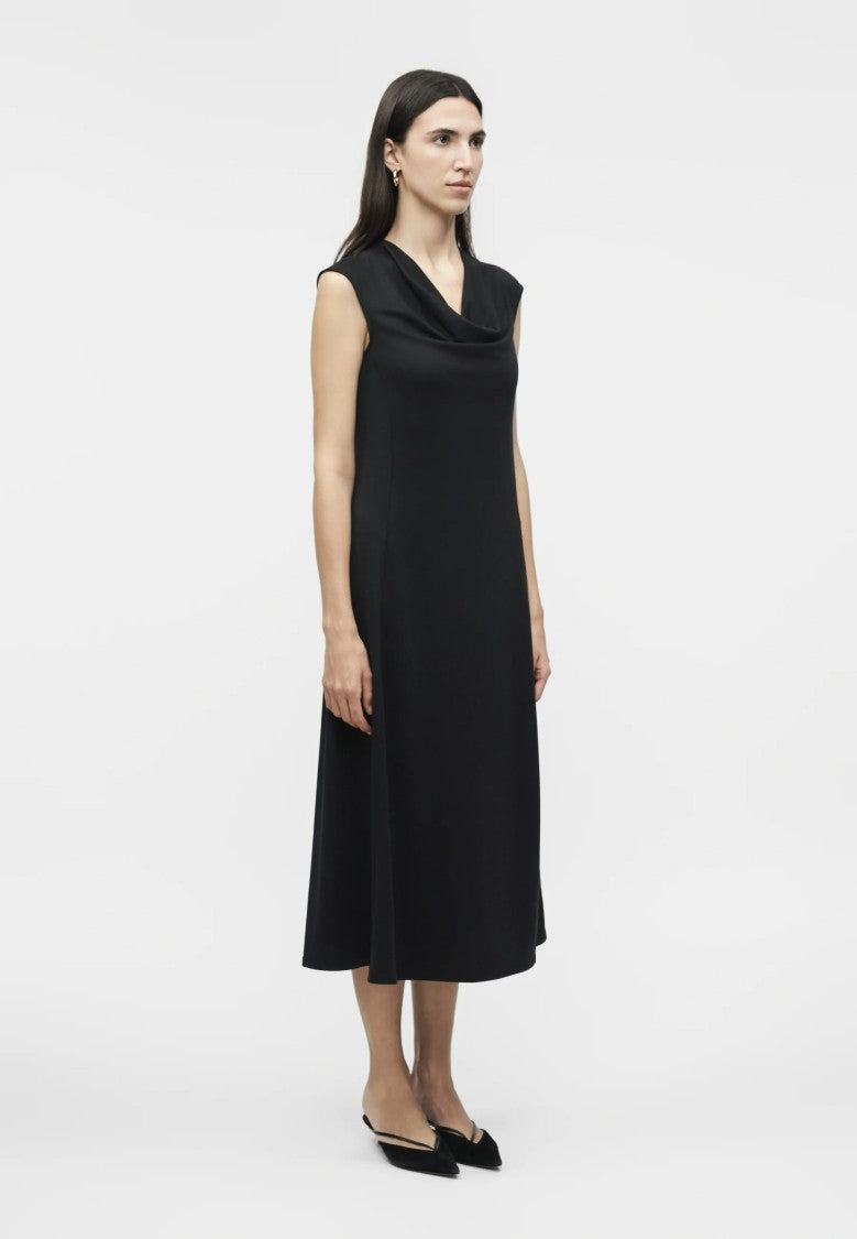 Max Mara A-Line Midi Dress With Draped Cowl Neckline