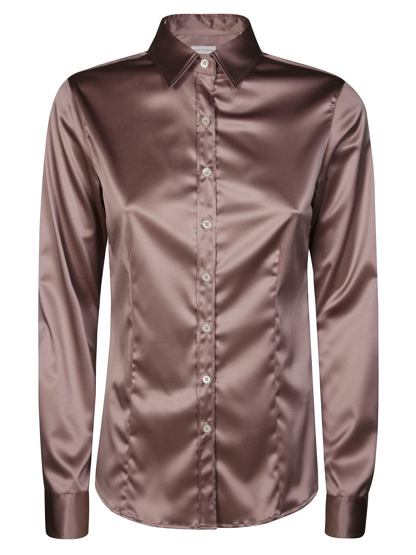 Friedman Satin-Finish White Shirt With Classic Collar