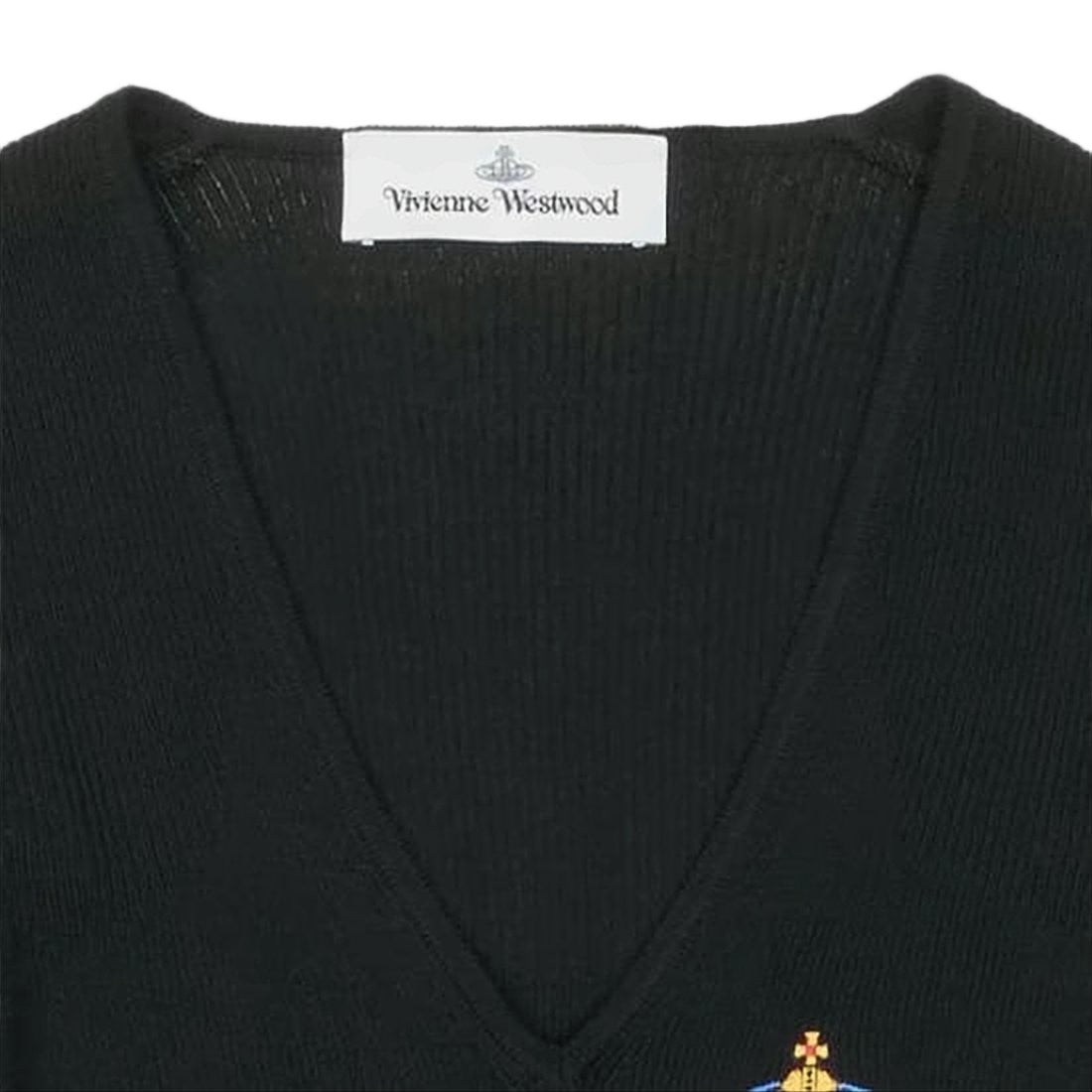 Vivienne Westwood Cropped V-Neck Cardigan With Embroidered Emblem Detail
