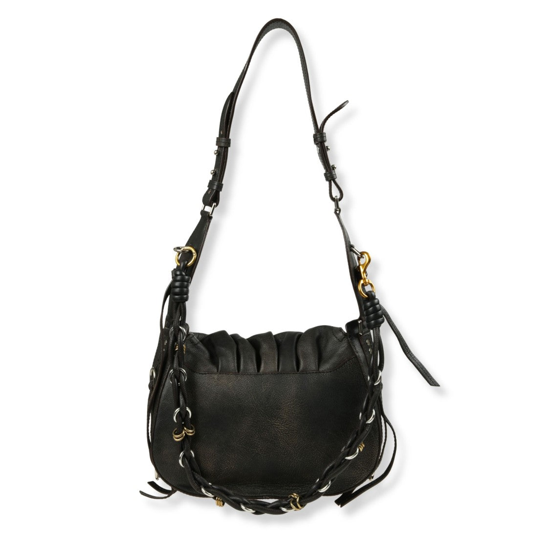 Isabel Marant Draped Black Leather Shoulder Bag