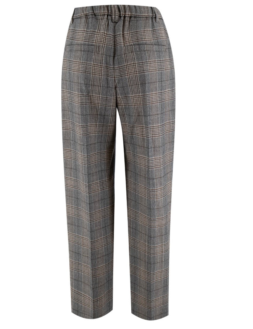 Brunello Cucinelli Baggy Trousers In Virgin Wool Prince Of Wales Check