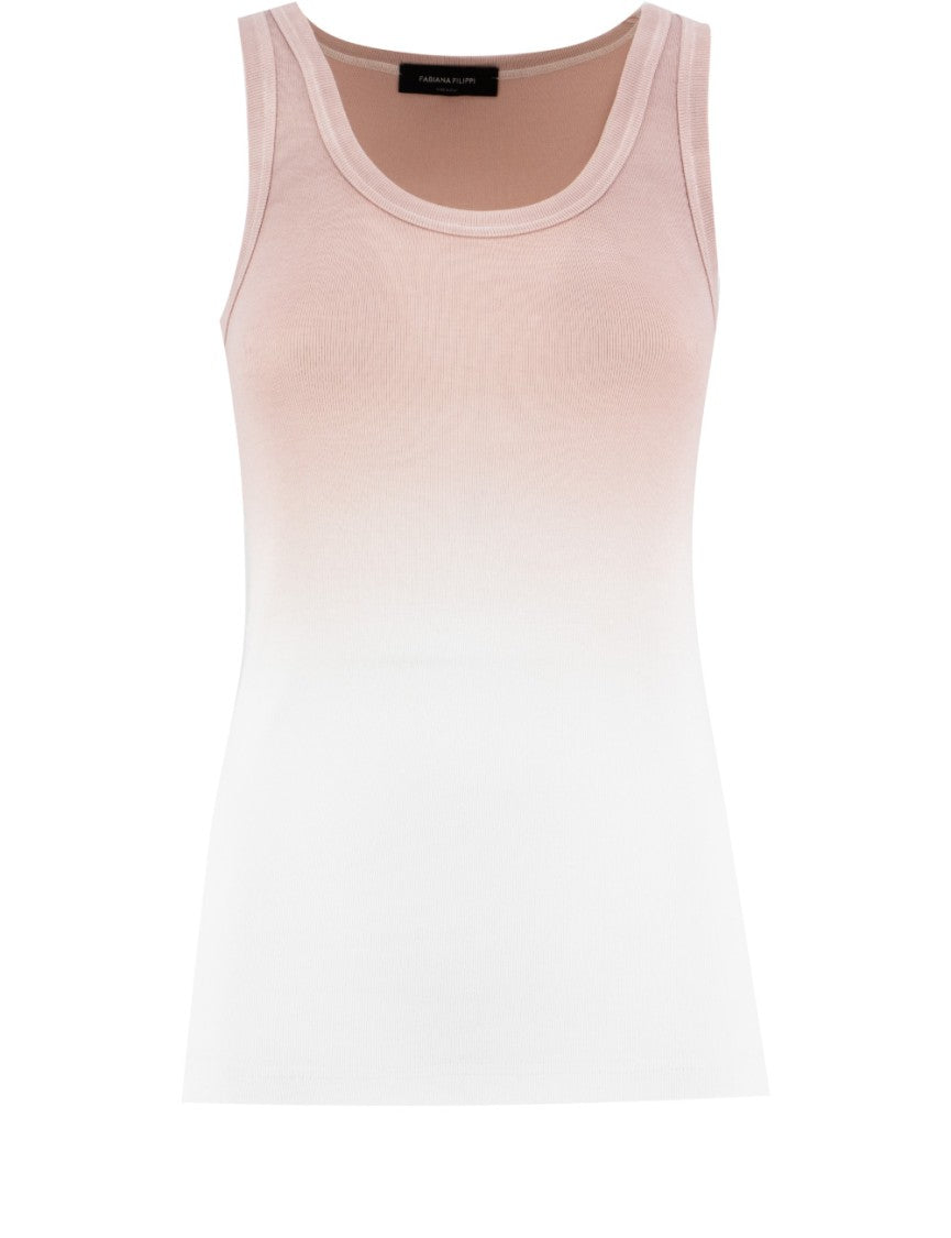 Fabiana Filippi Ribbed Jersey Tank With Unique Shaded Print