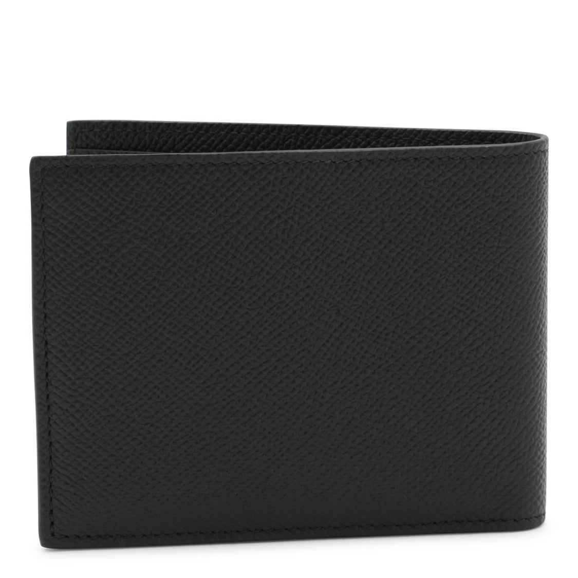 Ferragamo Textured Black Bifold Wallet With Gold-Tone Logo