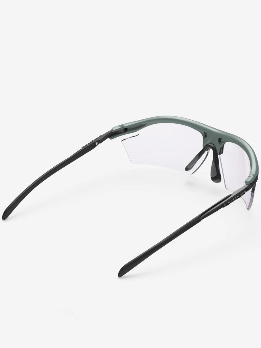 Rudy Project Matte Green Semi-Rimless Sunglasses With Ergonomic Design