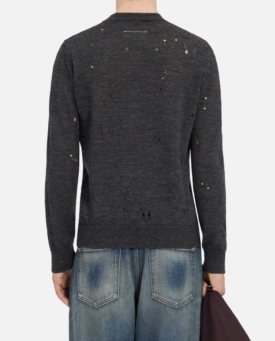 Mm6 By Maison Margiela Crewneck Sweater With Distressed Details And Unique Print