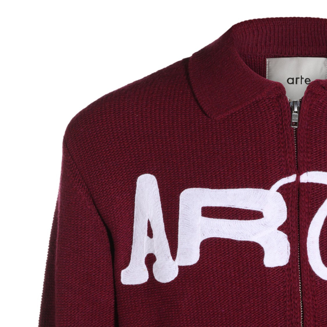 Arte Antwerp Burgundy Full-Zip Logo Sweater