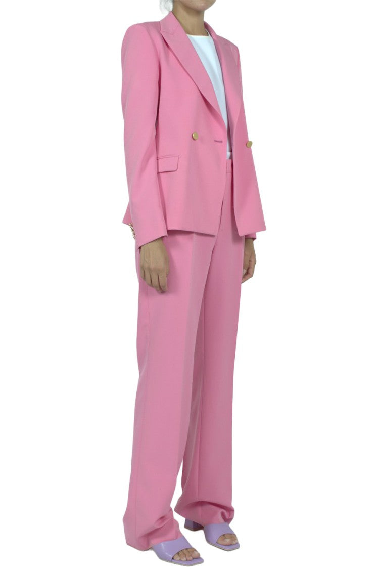 Tagliatore Pink Double-Breasted Polyester-Blend Suit