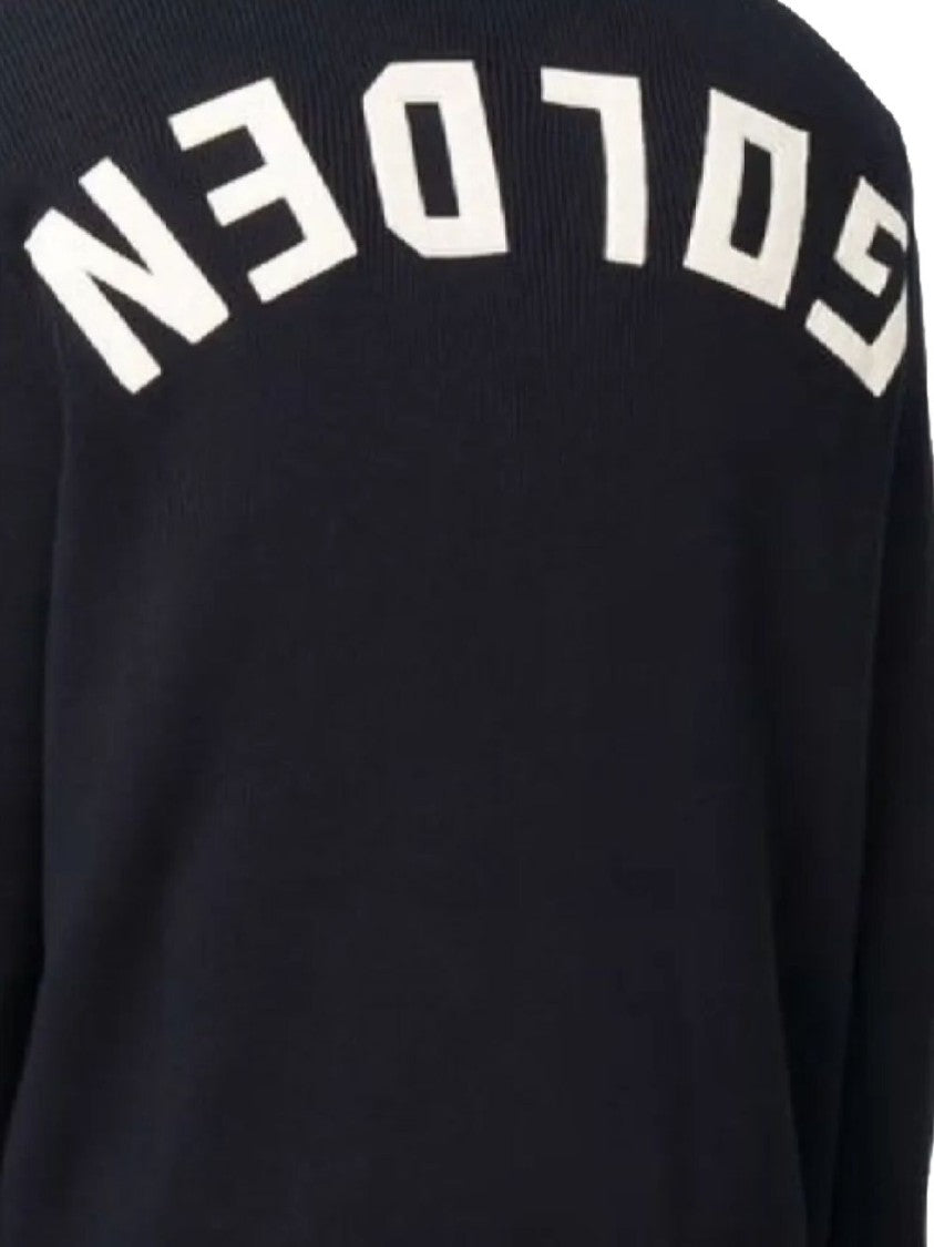 Golden Goose Navy Blue Silk And Nylon Sweater