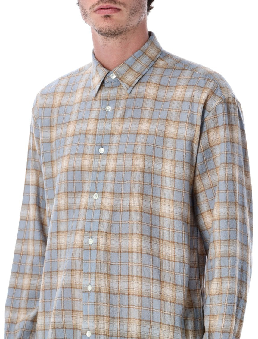 Auralee Airy Wool Check Relaxed-Fit Shirt