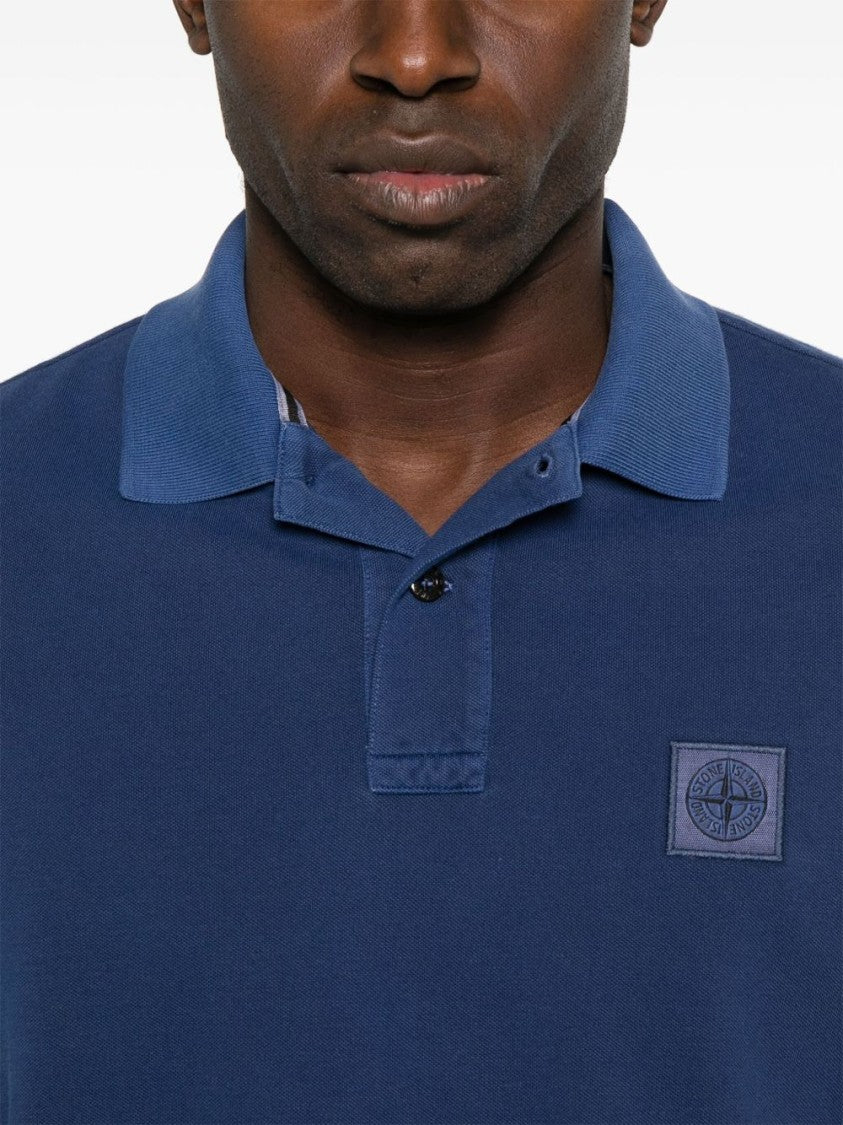 Stone Island Classic Blue Polo With Iconic Logo Detail