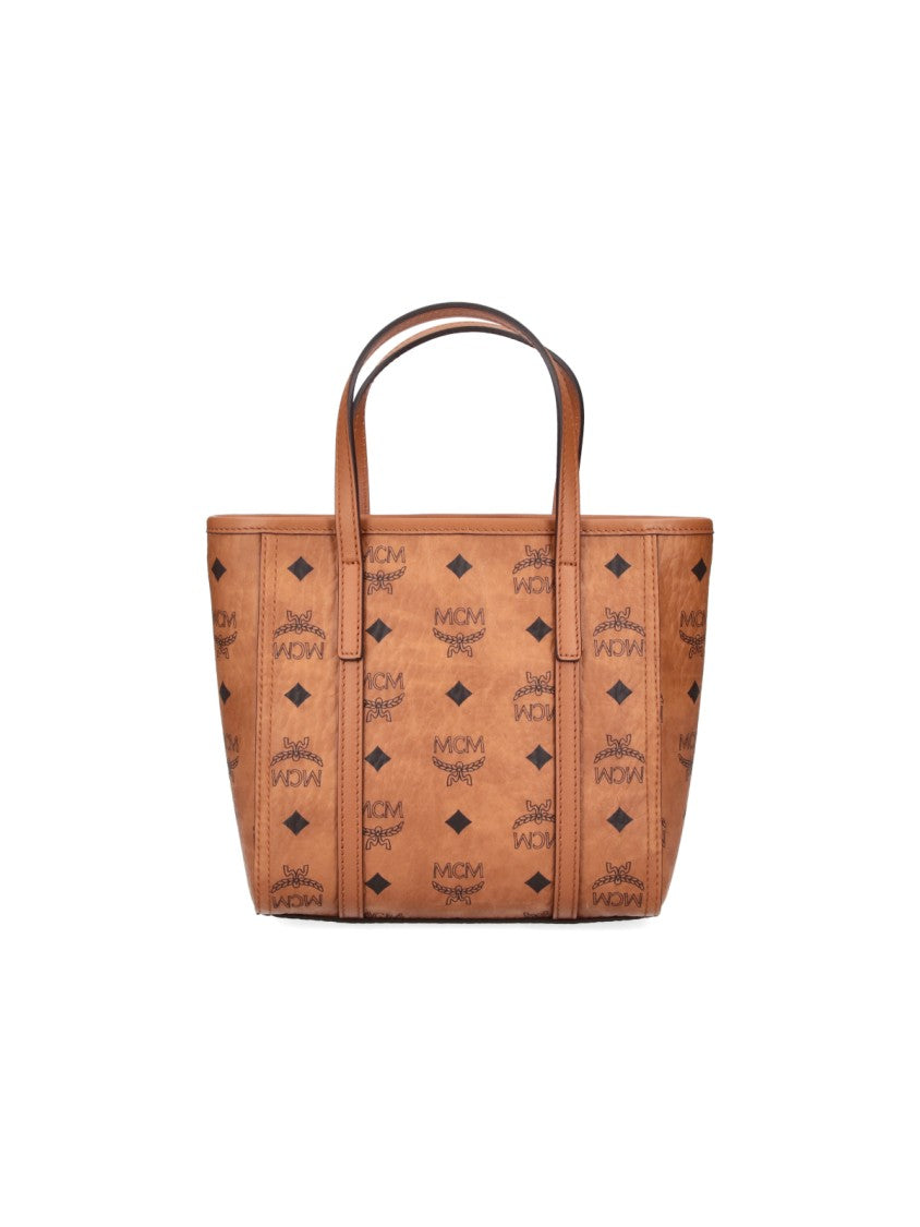 Mcm Brown Toni Mini Visetos Fabric Tote Bag