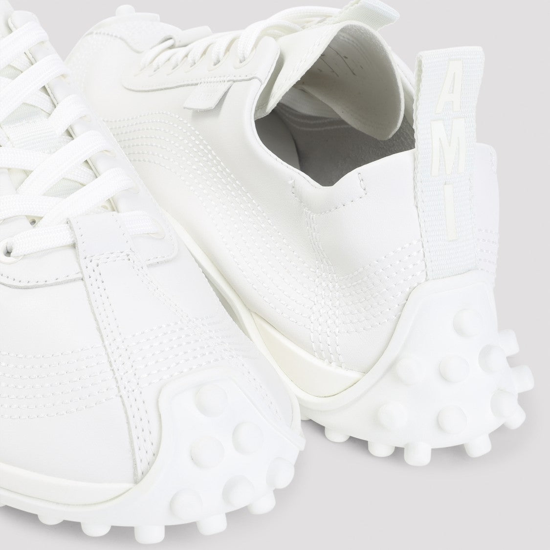 Ami White Sheepskin Running Sneakers