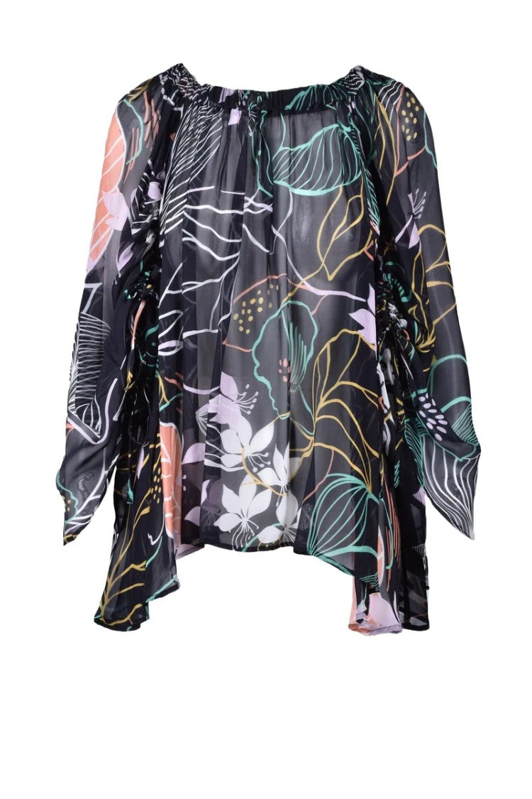 Attic And Barn Black Viscose Silk Knit Top