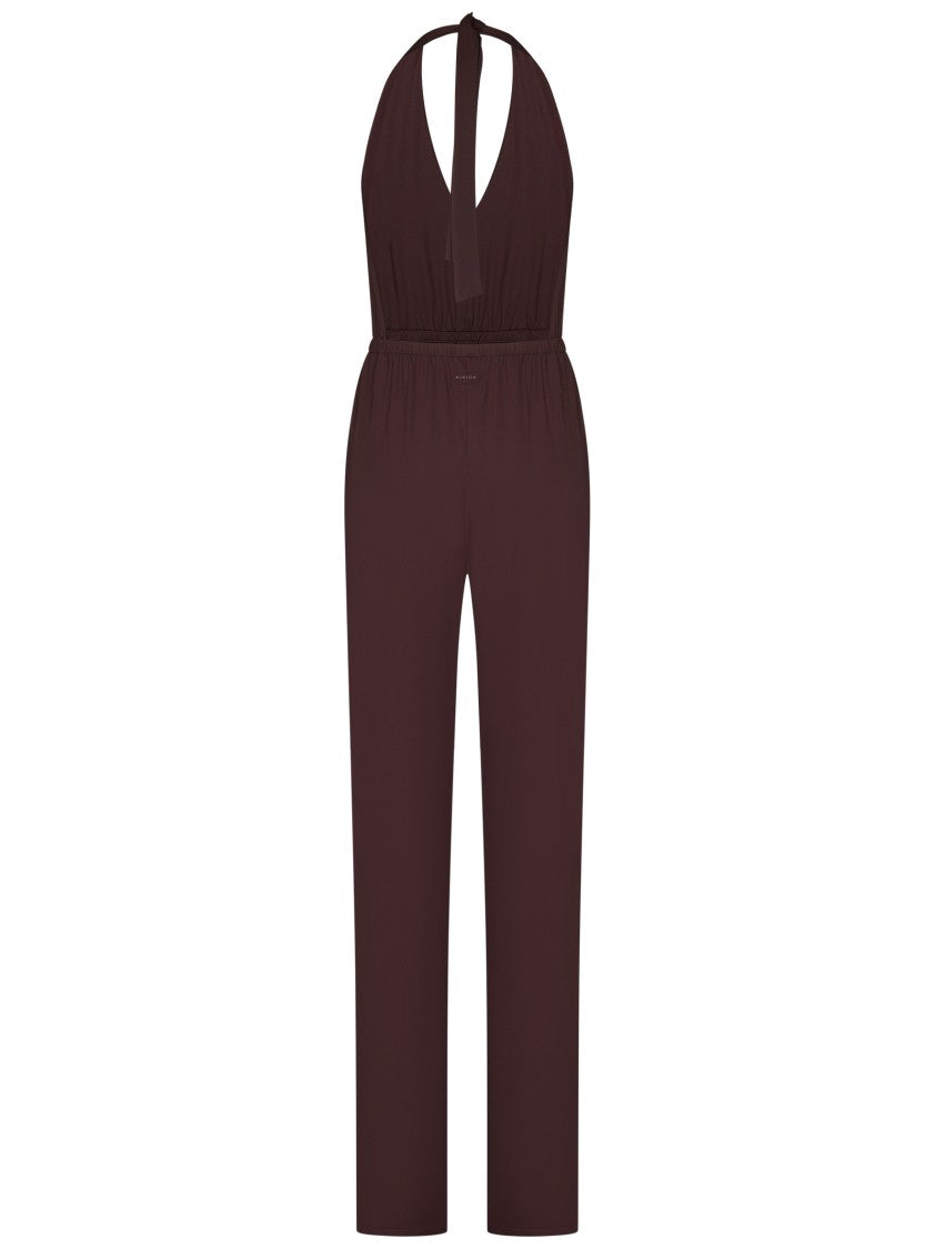 Fisico Chocolate Microfiber Halterneck Jumpsuit