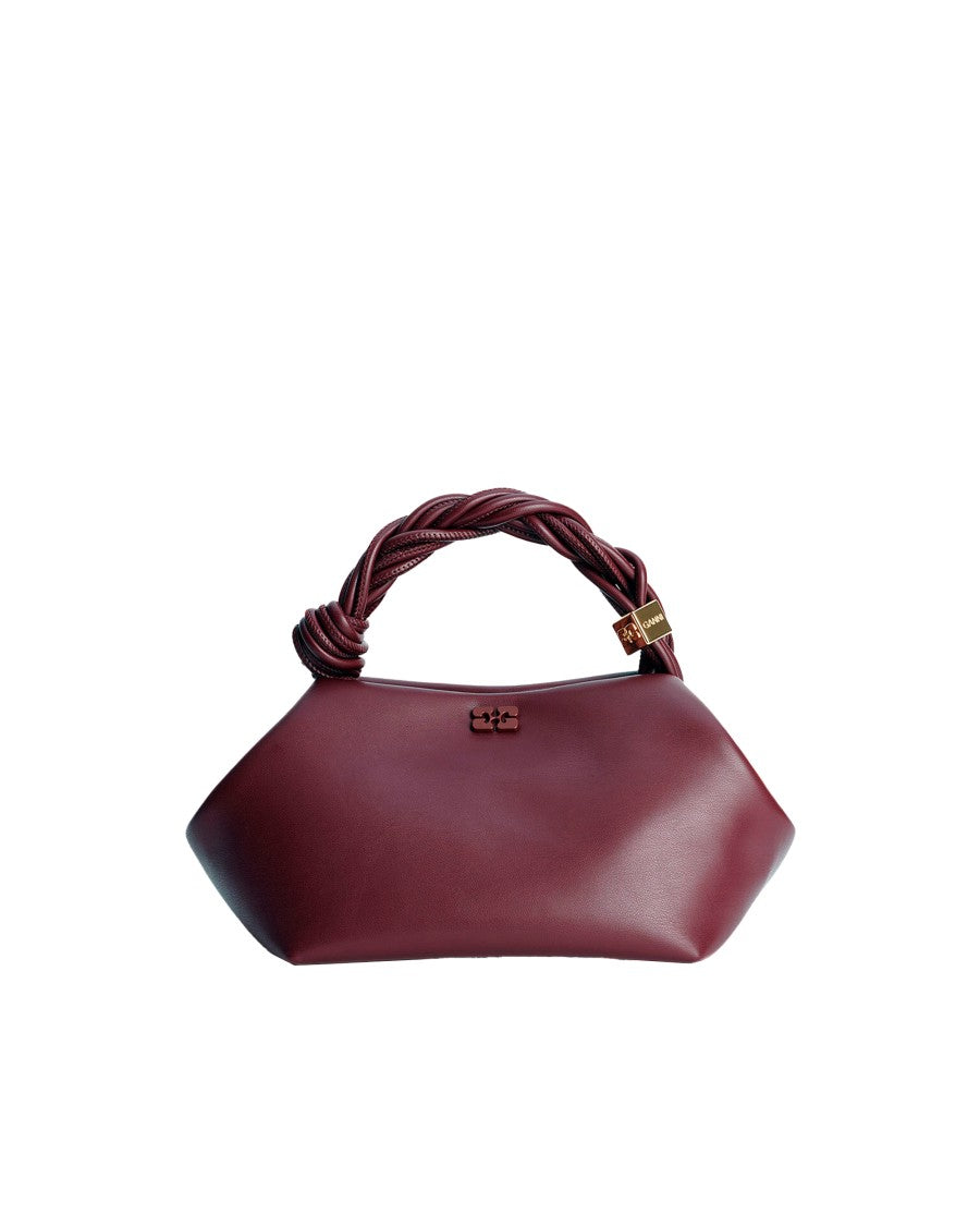 Ganni Small Structured Bou Bag In Recycled Leather With Twisted Handle
