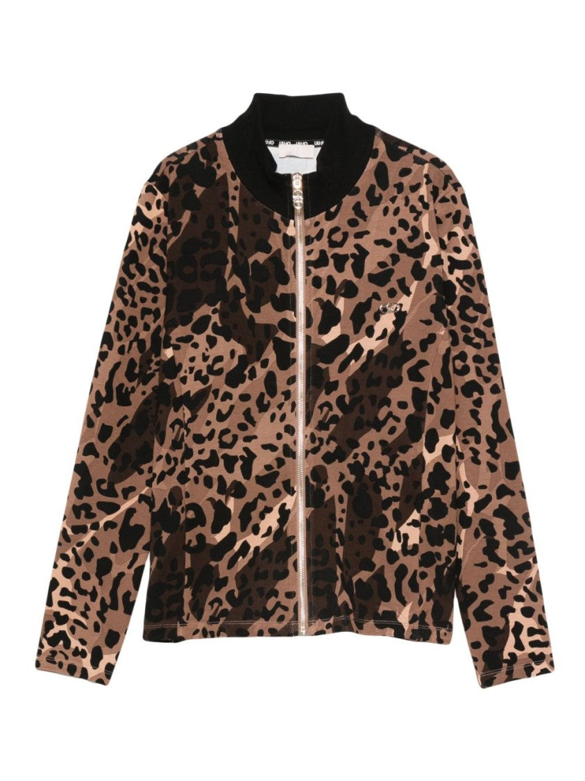 Liu Jo Leopard Print Viscose Blend Sweater