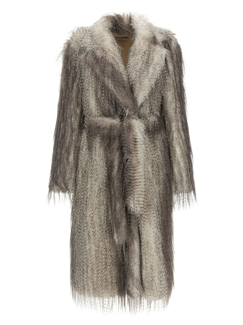 Giuseppe Di Morabito Long Eco-Fur Coat With V-Neck