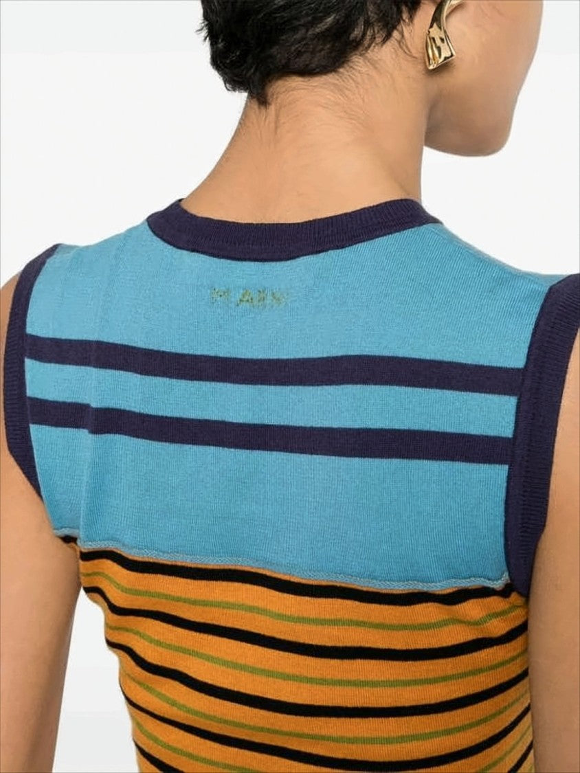 Marni Fitted Striped Midi Dress