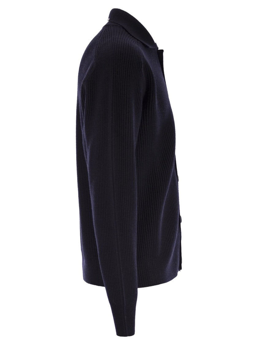 Peserico English Ribbed Wool Cardigan