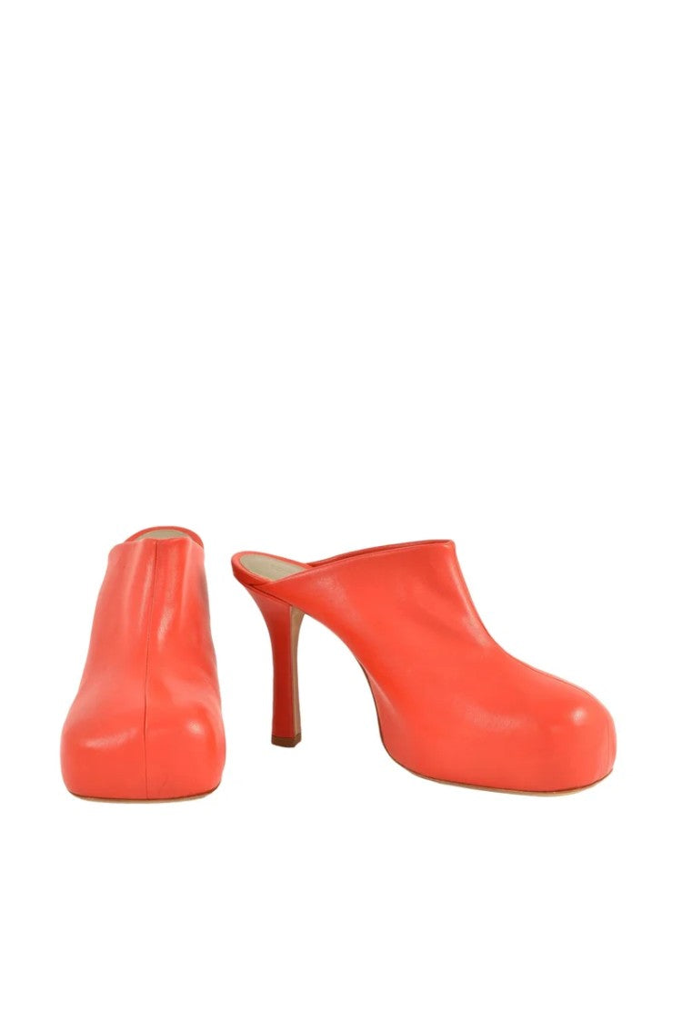 Bottega Veneta Red Leather Mule With Elevated Heel