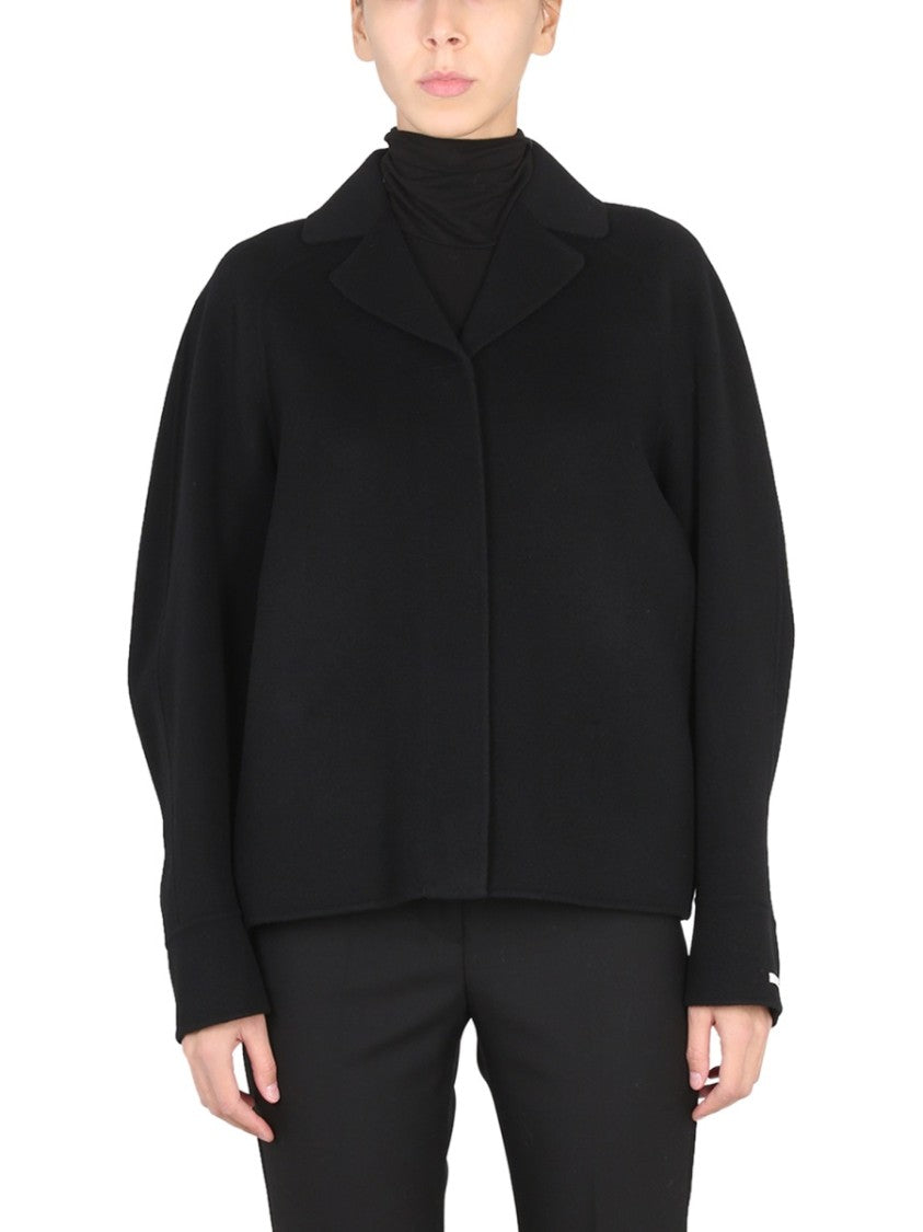 Max Mara Boxy Black Short Coat With Notched Lapels