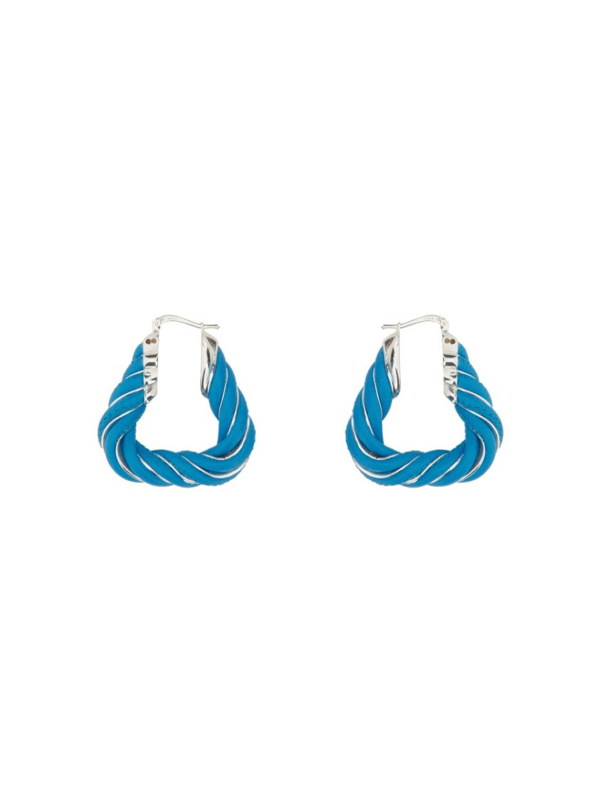 Bottega Veneta Triangular Twist Hoop Earrings With Silver