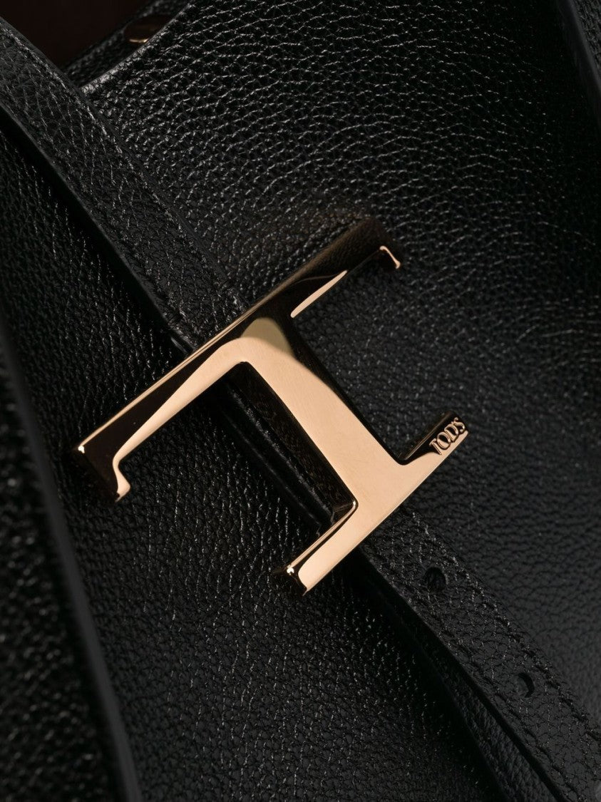 Tod's Structured Black Leather Shopper Bag