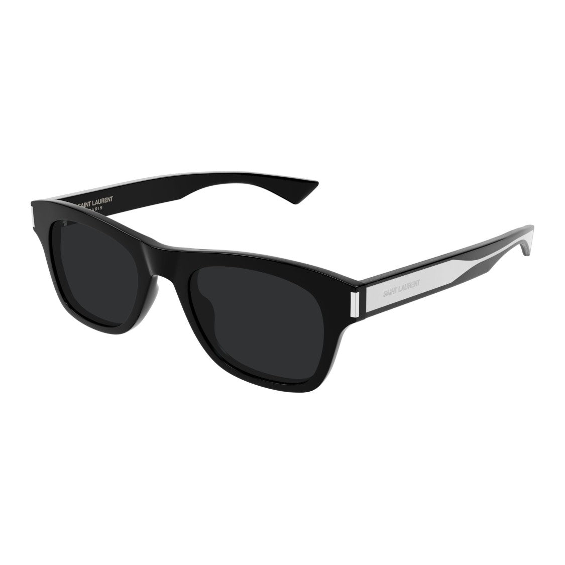 Saint Laurent Bold Rectangular Frame Sunglasses With Glossy Black Finish