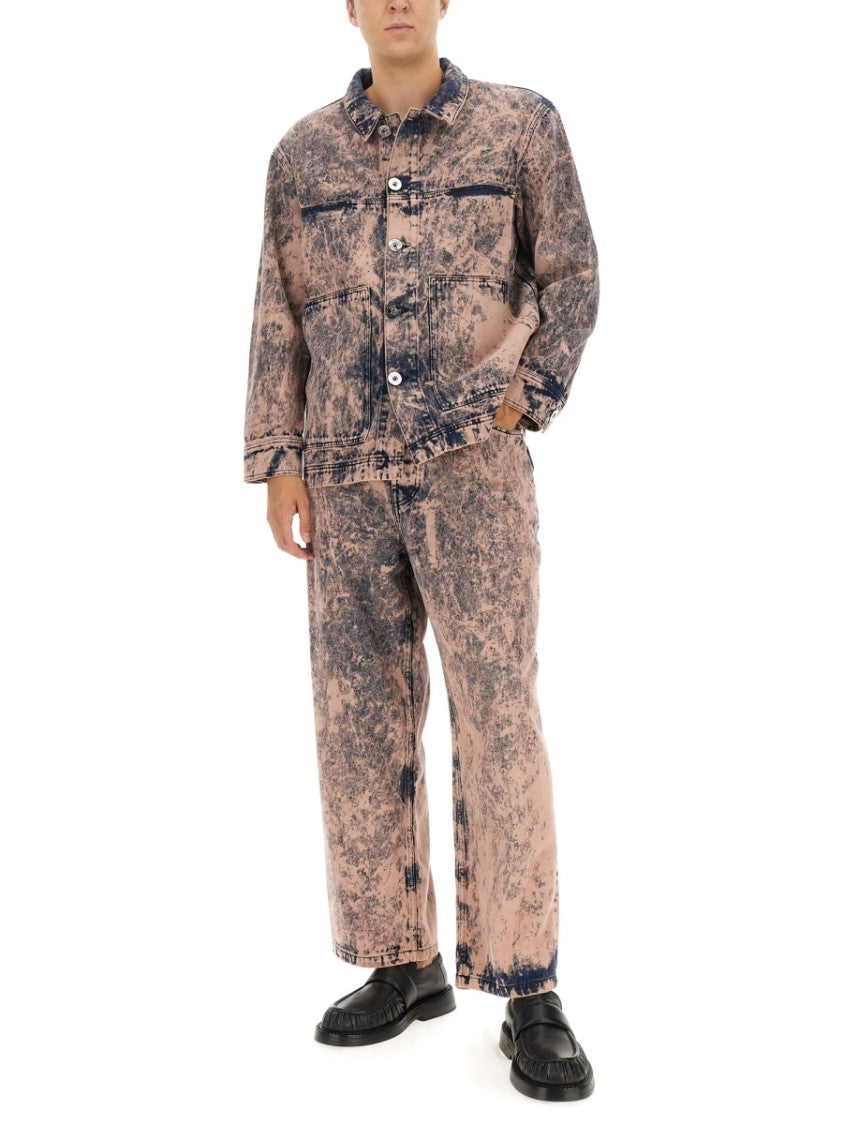 Études Distressed Denim Jacket With Classic Collar