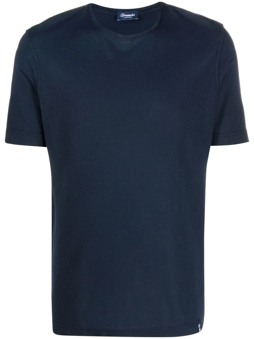 Drumohr Check Detail Cotton T-Shirt